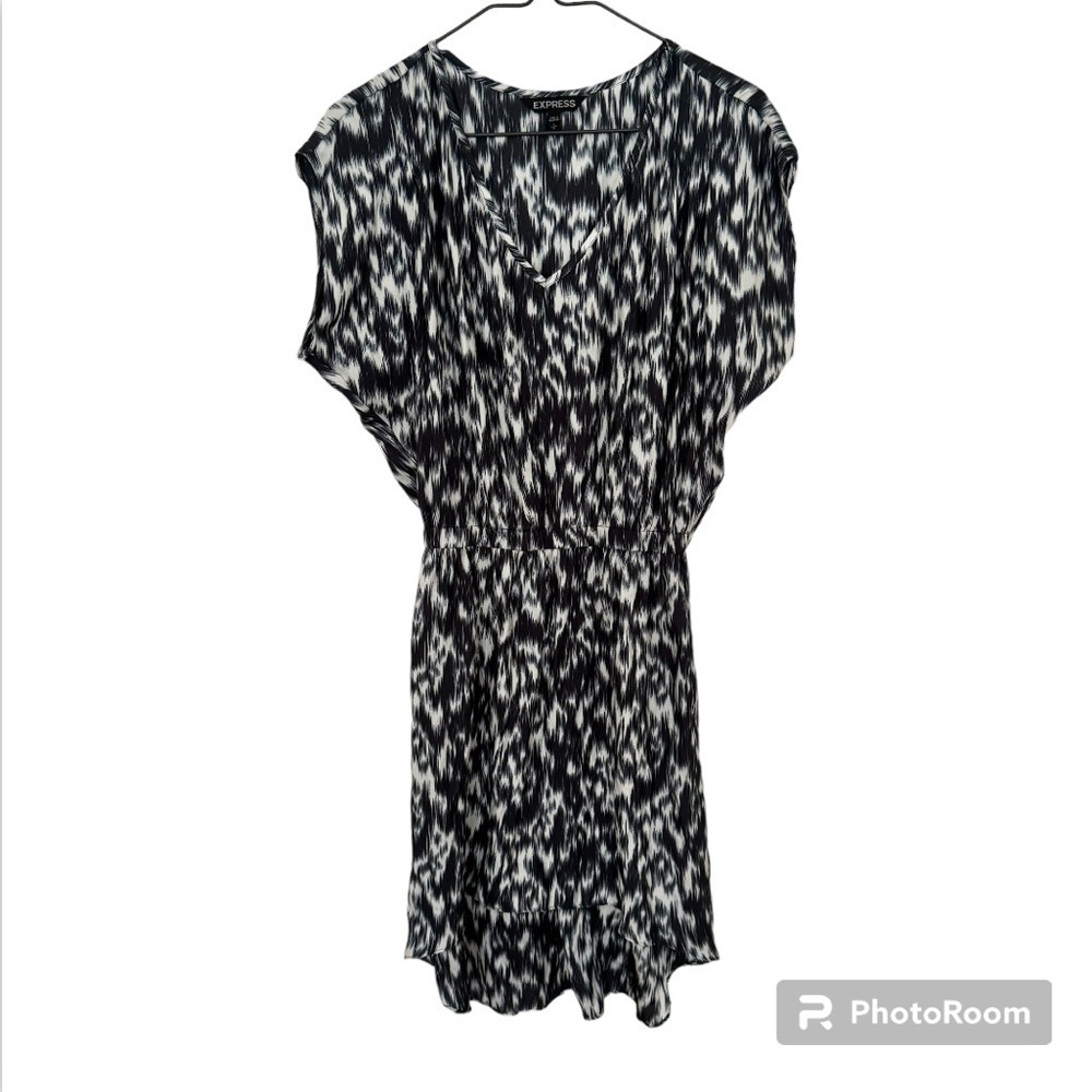 Express dark blue and white high low dress